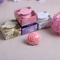12pcs sabão rosa flor com caixa de presente favores do casamento baby shower partido presente de natal rosa / branco / amarelo / roxo