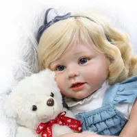 Soft Silicone realistico Reborn Toddlers Girls Baby Dolls 28 "(70 cm) Bambini bambini giocattoli con capelli biondi