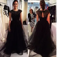 Black Mother Of The Bride Dresses Sheer A-line Tulle Beaded Neck Quality Custom Luxury 2018 Evening Mothers Groom Gowns