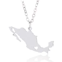 Colar de pingente de mapa do México com amor Casca da cidade natal colares de lembrança de aço inoxidável mulheres charme de jóias por atacado