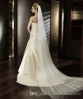 Ucuz Gelin Düğün Veils 3 M Bir Katmanlar Beyaz Fildişi Gelin Veils Tarak Uzun Basit Tül Düğün Peçe 2019 Basit Gelin Veils Ucuz