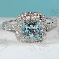 Dame Sona Diamond Ring Sieraden 925 Sterling Silver Princess-Cut 4CT Crystal Diamond Trouwring voor Valentijnsdag Gift Maat 5-10