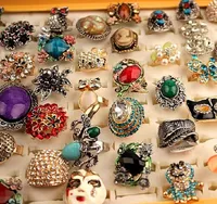 Moda 1000 Modelos Lote Misto Exagerado Anéis Antigos Jóias Anéis De Diamante Mulheres Anéis De Noivado De Casamento Por Atacado Entrega Aleatória