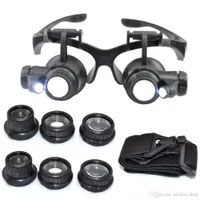 Sıcak 10X 15X 20X 25X Büyüteç Çift LED Işıkları Gözlük Lens Büyüteç Büyüteç Kuyumcu İzle Onarım Araçları Glitter2008