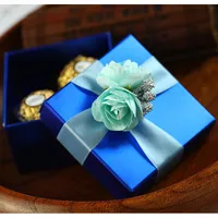50 adet Mavi Şeker Kutusu ile Mavi Gül Ve Şerit Düğün Hediyesi Parti Favor Kutuları 2 Stil Yeni