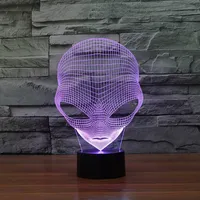 Unikalne 3d Light Night Light Special Alien Kształt Lampa LED z mocą USB i 7 kolorów