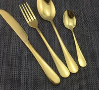 4 Piece/Set Gold color Stainless Steel Dinnerware Sets Tableware Knife Fork Teaspoon Luxury Cutlery Set Tableware Set KKA2313