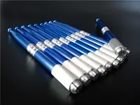 10Pcs 영원한 메이크업 눈썹 펜 문신 수동 Microblading 바늘 화장품 자수 블레이드 문신 공급 블루 색상