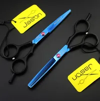 323 # 5.5 '' 16cm varumärke Jason Toppkvalitet Frisör sax 440c Professionella Barbers Cutting Saxar Tunna Shears Human Hair Scissors