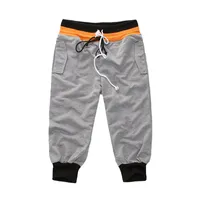 Al por mayor-Hombres ocasionales elásticos de la cintura floja deportes al aire libre Pantalones Hombre Running Sportwear Activewear cómodo Capri pantalones tamaño: M-XXL