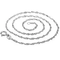 925スターリングシルバーネックレスリンクアイテム18インチ45 cmの波形の波の鎖のネックレスの結婚式のビンテージチャーム