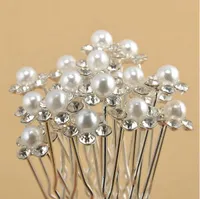 安く結婚式のアクセサリーのブライダルパールのヘアピンの花クリスタルラインストーンの髪のピンクリップブライドメイド女性の髪の宝石類