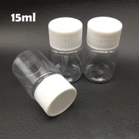(500pcs / lot) 15ml / 15g Transparent PET-flaska, pillerflaska, packflaska, plastflaska med aluminiumfoliepanna