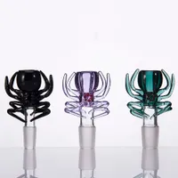 Färgrik spindel örthållare med 14mm 18mm manlig rökverktyg glasskål glas bong tillbehör