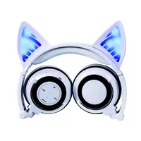 Fantastiska Bluetooth Cat Ear Headphones Fancy Glödande Cosplay Kitty Hörlurar Fällbar Katt Överkropp Trådlös Headset med MIC för PC, Smartphones