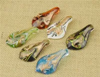 2016 Glass Pendants Necklace Gold Dust Murano Glass Jewelry Leaf Shaped Lampwork Glaze Pendant Fit DIY Craft Jewelry