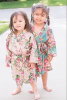 Niños algodón floral Kimono Bata Albornoz Flor Niños Camisón para fiesta de spa Cumpleaños de boda