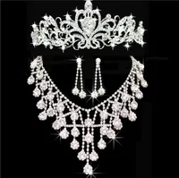 Tiaras Crowns Wedding Włosów Biżuteria Neceklace, Kolczyk Tanie Hurtownie Moda Dziewczyny Wieczór Prom Party Dresses Akcesoria HT01