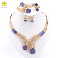 Neuer Verkauf !! Dubai African Gold überzogene Halskette Armband Ohrringe Ring Kostüm Schmuck Sets Frauen Hochzeit Schmuck
