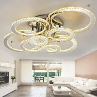 plafonniers en cristal moderne conduit lustres au plafond rond 4/6/8 anneaux pour le salon appareil d'éclairage intérieur cristal ambre clair