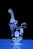 Heady Glass Bongs Double Recycler White Bong Unique Chamber Oil Dab Rigs Base cónica Flower Decor Chamber Glass Pipe Water con 14mm Joint