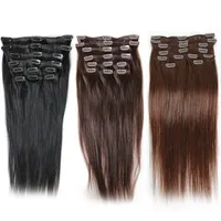 Greatremy clip brésilien dans les prolongements des cheveux Staight # 1 # 2 # 4 120g / set Remy Hair Trame 20" 24" Top Clip qualité dans l'extension de cheveux