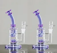 Grace Purple Glass Bongs Wasserpfeifen zum Rauchen Kräuter mit passender Schüssel 14,4 mm Joint Headshower Perc Recycler Oil Rigs Glasbongs