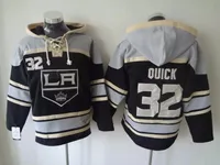 Высшее качество ! Трикотажные изделия Old Time для хоккея Los Angeles Kings # 32 Джонатан Квик Блэк с капюшоном Спортивные кофты Зимняя куртка