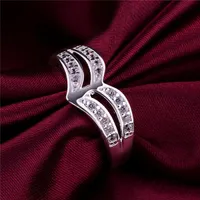 925 zilveren ring met zijstenen multi-line hartvormige gratis schip GSSR422 Factory Direct Sale Fashion Sterling Silver Finger Ringen