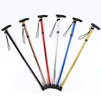 Outdoor 5-section Aluminum Alloy Adjustable Canes Camping Hiking Mountaineering Walking Anti-skid Sticks Trekking Poles 6 Colors