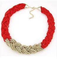 Nuova arrivo Donne Golden Rice Beads Bib Dichiarazione Collana Lady Jewelry Chokers Collana per feste Gifts Design del marchio Christmas