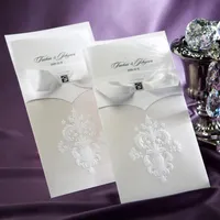Ny koreansk blomma bröllop inbjudningskort Personlig fest utskrivbart inbjudningskort med bandbåge och kuvert förseglat kort