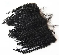 Mongolskt mänskligt hår spets frontal stängning fri parting kinky curly 13x4 öra till öra spets frontal 100% mänskligt hår spets fontal hår bitar