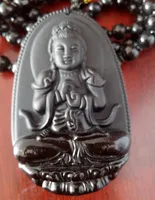 Ciondolo Buddha Collana ossidiana naturale Collana nera pendente testa di buddha per gioielli da donna in giada