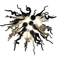 Mały biały i czarny 100% dmuchany szklany żyrandol żarówki LED Nowoczesna sztuka Deco Chihuly styl ręcznie dmuchane lampy szklane