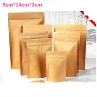 9 cm * 14 cm + 3 cm Kraft kağıt ambalaj çanta Vana çanta ayakta kese gıda ambalaj çay paketleme ücretsiz kargo toptan 300 adet
