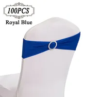 Gratis verzending 100pc / lot stoel sjerp bands spandex bruiloft stoel cover sashes band met plastic gesp voor bruiloft decoratie