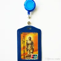 Cheap Bank Credit Card Holders PU Card Bus ID Holders Identity Badge with Retractable Reel wholesale H210484