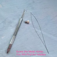 1 Ange hårförlängningsverktyg Stickning Nålar Ny 3X Hooking Ventilation Alum Pulling Needle + Holder Kit för Micro Ring Tool