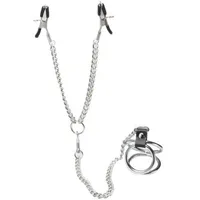 Male Sex Toy BDSM Fetish Bondage Gear Clover Nipple Clamps with Three-ring Penis Ring Cock Restraint Free Shipping Cheap Price New Design