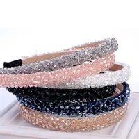 Ny mångfärgad kristallglas huvudband mode handgjorda hårband för kvinnor tjejer hår tillbehör hårband smycken