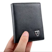 メンズレザーバイフルドIDクレジットカードホルダーミニ財布薄い財布ビルフォールドファッション財布
