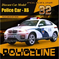 1:32 Skala Alloy Diecast Metalowy Model Samochodu policyjnego dla TheBMW X6 Kolekcja Model Pull Back Zabawki Samochód z Soundlight - White