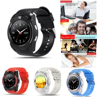V8 inteligentes relógio do esporte Bluetooth Relógios com tela de 0.3M Camera MTK6261D Smartwatch Rodada completa para Android Micro Sim TF Com Retail Box