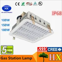 Super Bright 100W 150W 180W Explosion Proof LED Canopy Lights IP68 Vattentät 18000lm Gasstation Lagerlampa AC85-265V + MeanWell Driver