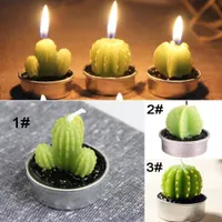 6 stks / set Home Decor Zeldzame Mini Cactus Kaars Tafel Tea Light Home Garden Simulation Plant Candle Decoratieve Bruiloft Kaarsen PML