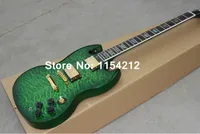 Guitare électrique en gros de haute qualité avec la couleur éclatée verte de style de luxe personnalisé