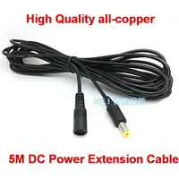 100 stks DC Power Vrouw tot Male Plug Kabel Adapter DC Verlengsnoer 5/3/1 Meter 5.5mm x 2.1mm FedEx / DHL gratis verzending