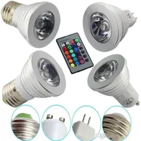 LED RGB Ampoule 3W 16 Changement de couleur 3W LED Spotlights LED RGB Lampe d'ampoule LED E27 GU10 E14 GU5.3 avec 24 clés Télécommande 85-265V