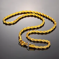 Edelstahl Halsketten Frauen Männer Kette Halsketten Verdrehte Seilkette Gold Farbe Aussage Halskette Fine Schmuck 4mm